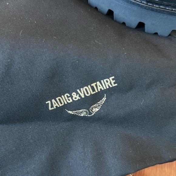 Zadig & Voltaire Joe Cecilia leather combat moto boots with gold chain NWT 37/6 - Picture 17 of 17